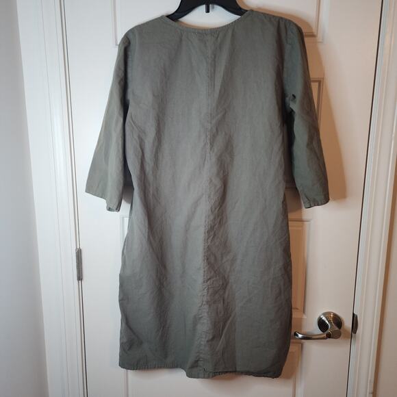 House of Pom Dress Med Dark Green & Lavender Tunic Style w/ Pockets Forest Fairy - Picture 4 of 9